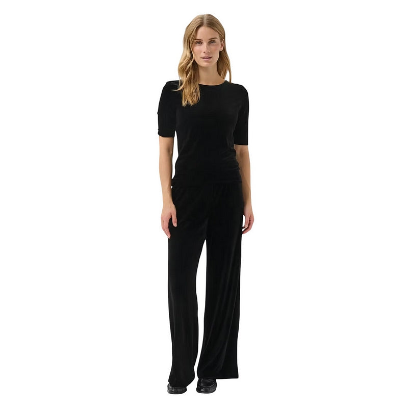 Part Two Clothing Dhanyo Velvet Trousers Black on model 2 front