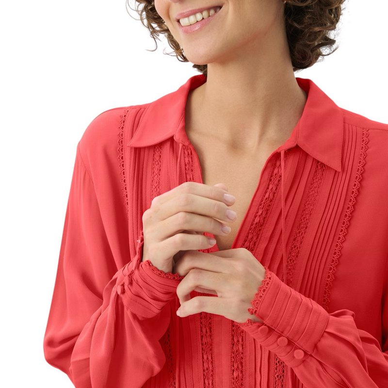 Part Two Clothing Nannali Dress in Bittersweet Red on model detail