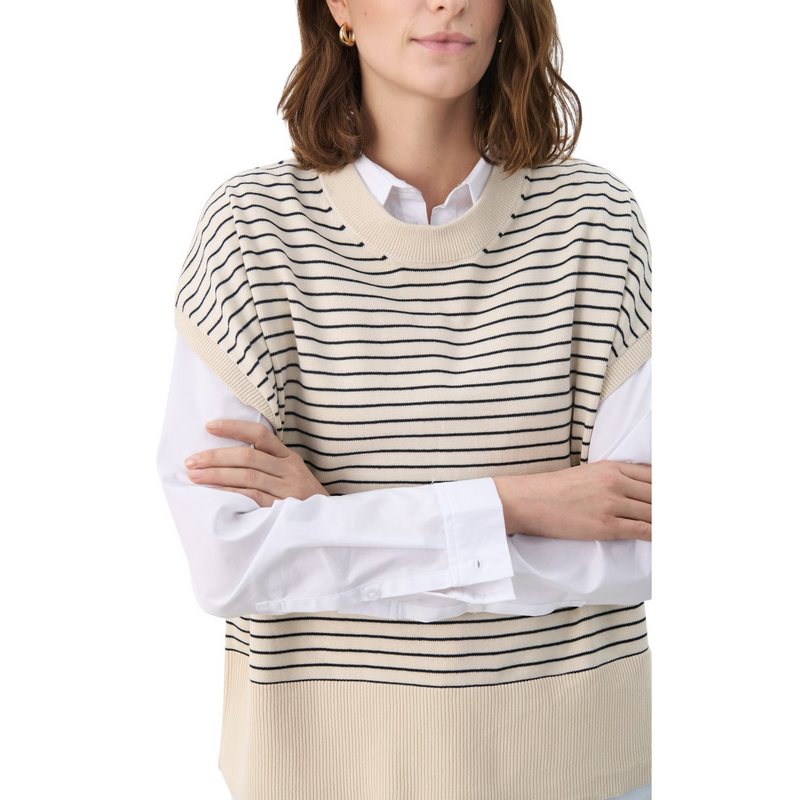 Part Two Clothing Nataya Pullover Whitecap Grey Stripe on model detail