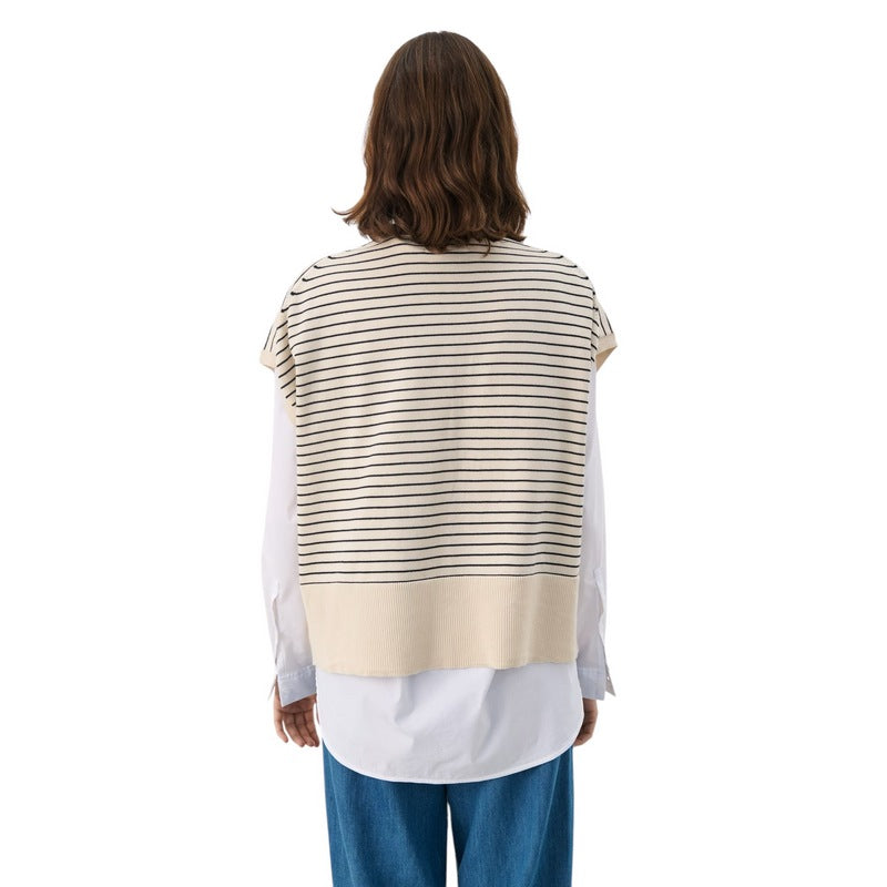 Part Two Clothing Nataya Pullover Whitecap Grey Stripe on model rear