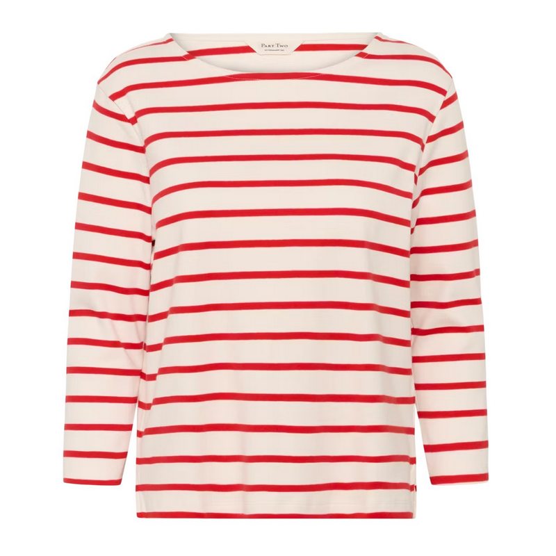 Part Two Clothing Nela Organic Cotton T-Shirt Poppy Red Stripe 30309864 front