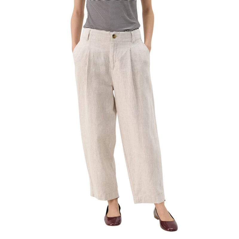 Part Two Clothing Nettas Ramie-Linen Trousers French Oak Melange on model front