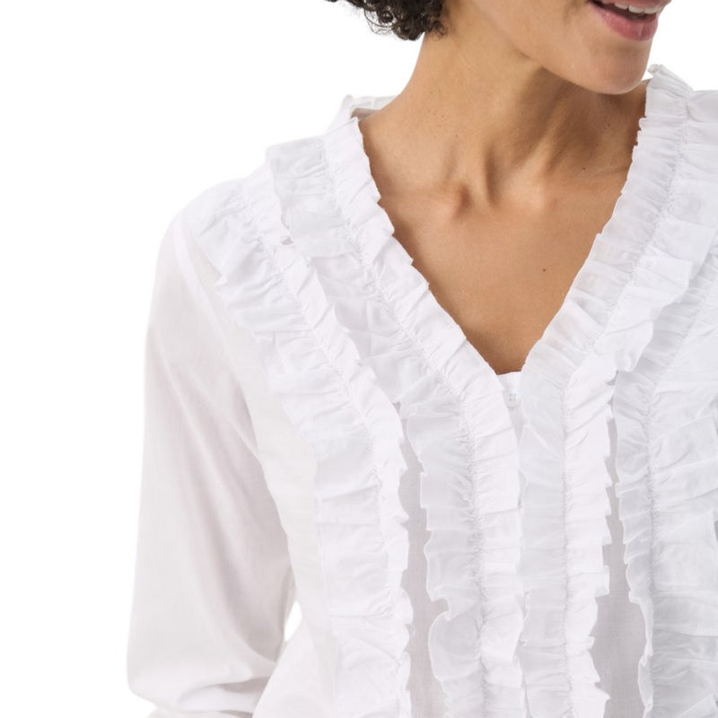 Part Two Clothing Noella Organic Cotton Shirt Bright White on model detail