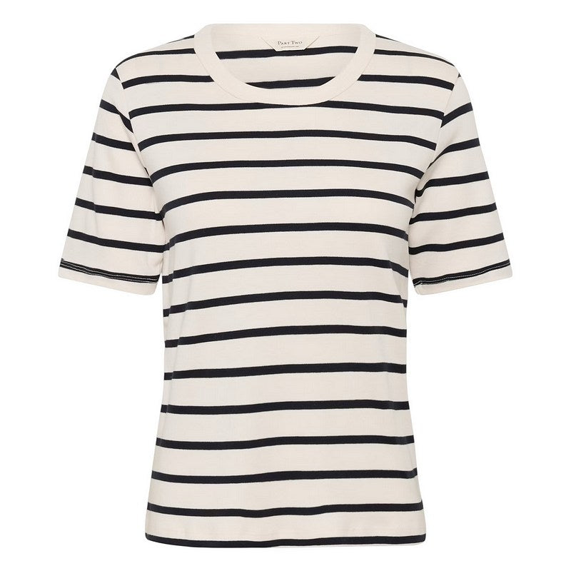 Part Two Clothing Ratana Cotton T-Shirt Dark Navy Stripe 30309870-303998 front