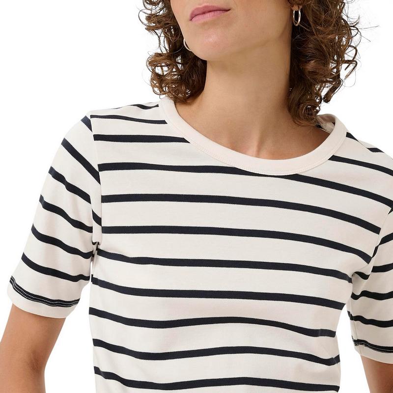 Part Two Clothing Ratana Cotton T-Shirt Dark Navy Stripe 30309870-303998 on model detail