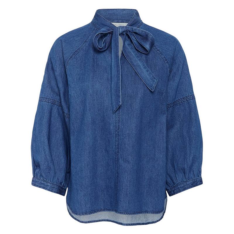 Part Two Clothing Sassi Cotton Shirt Medium Dark Blue Denim 30309975-300157 front