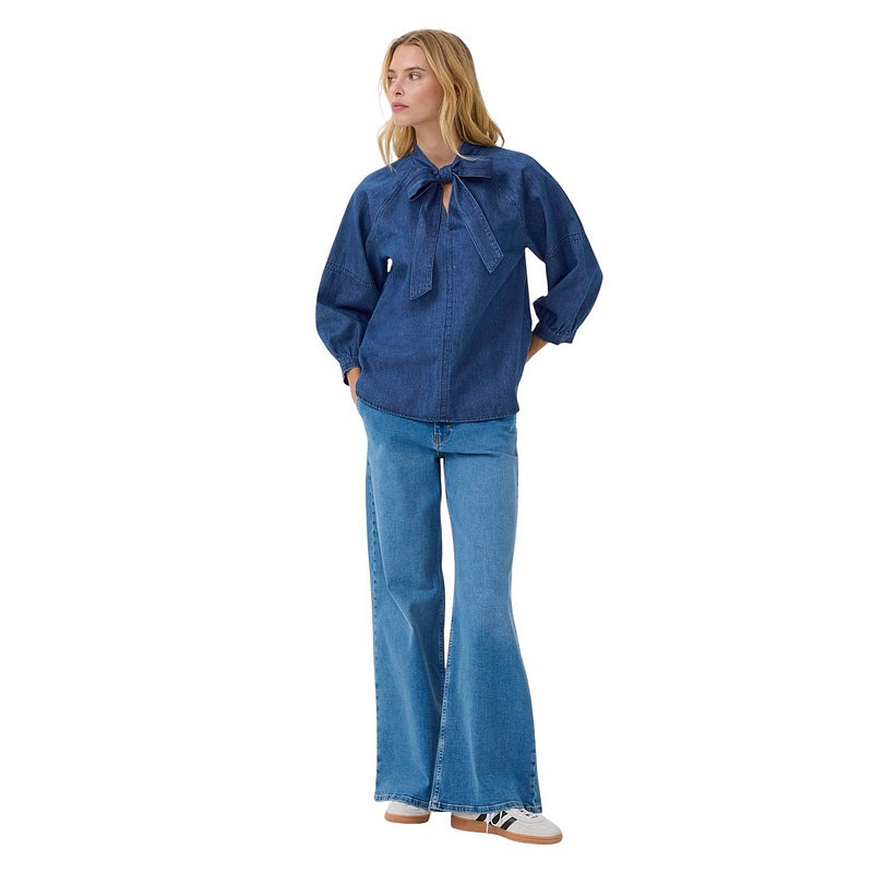 Part Two Clothing Sassi Cotton Shirt Medium Dark Blue Denim 30309975-300157 on model main