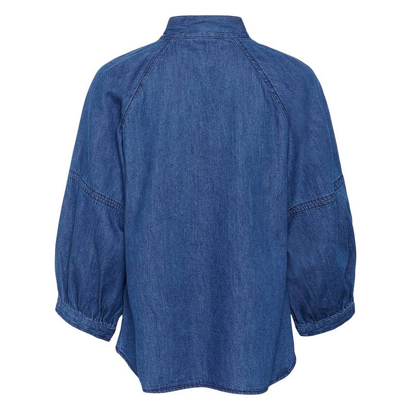 Part Two Clothing Sassi Cotton Shirt Medium Dark Blue Denim 30309975-300157 rear