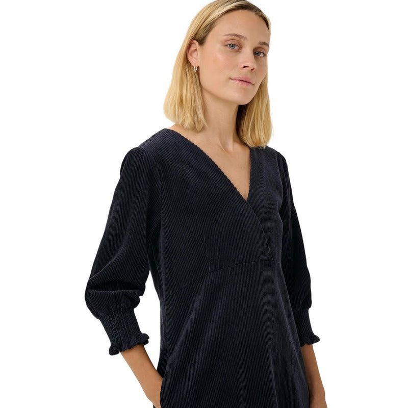 Part Two Clothing Shaulii Cord Dress Dark Navy on model close-up