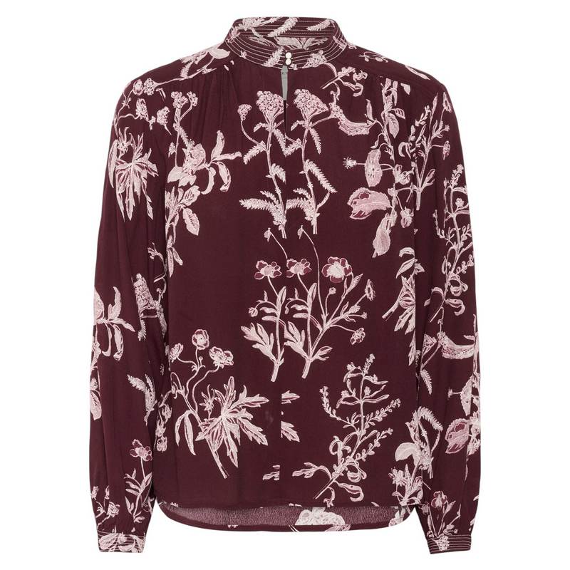 Part Two Clothing Shiroma Blouse Tawny Port Botanical Print front