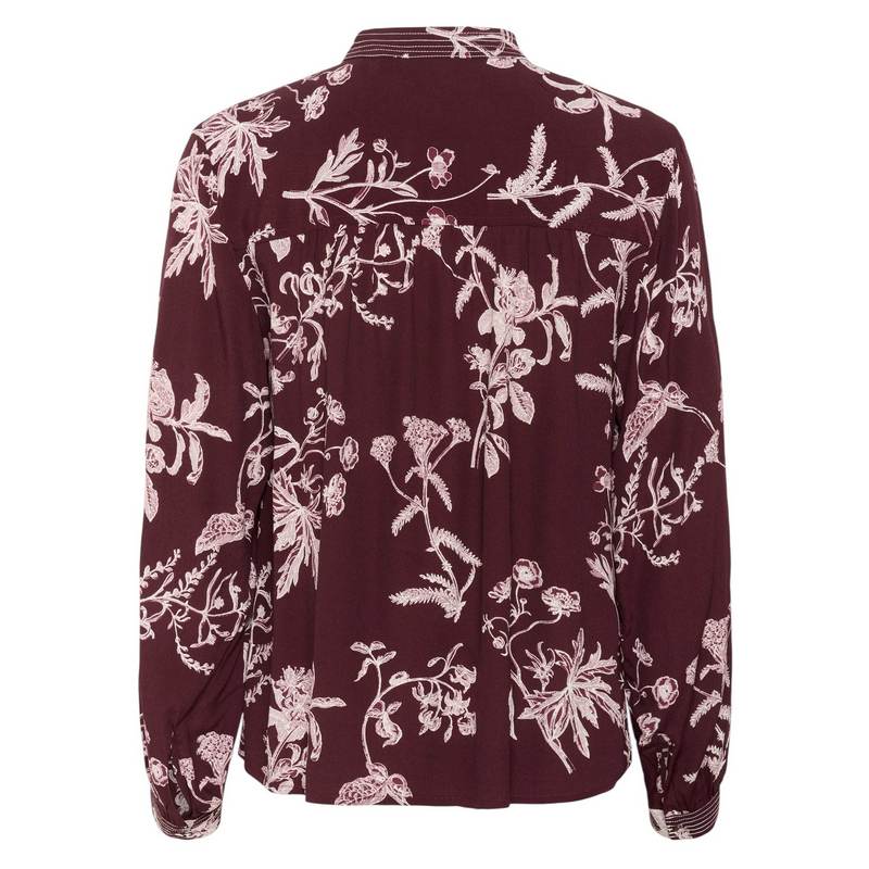 Part Two Clothing Shiroma Blouse Tawny Port Botanical Print rear