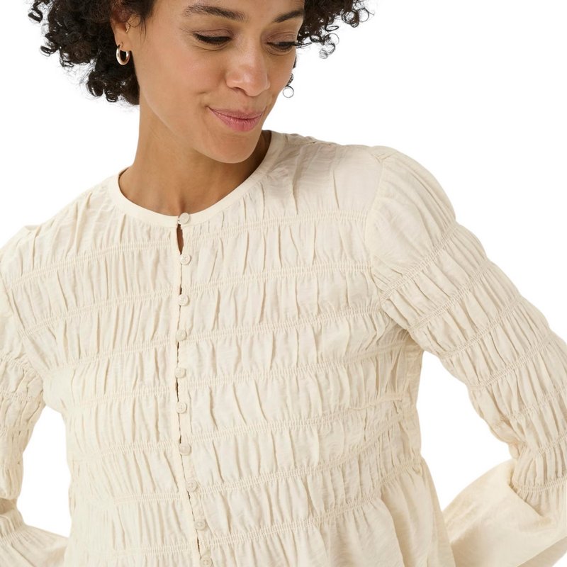 Part Two Clothing Siffe Blouse Eggnog on model close-up