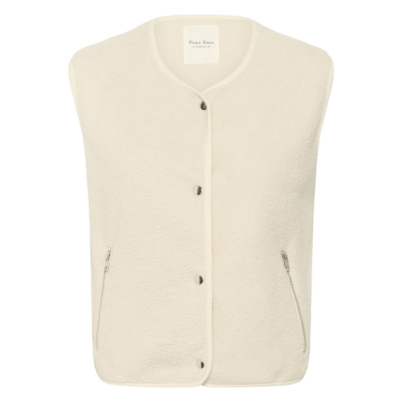 Part Two Clothing Signy Fleecy Waistcoat Oatmeal front