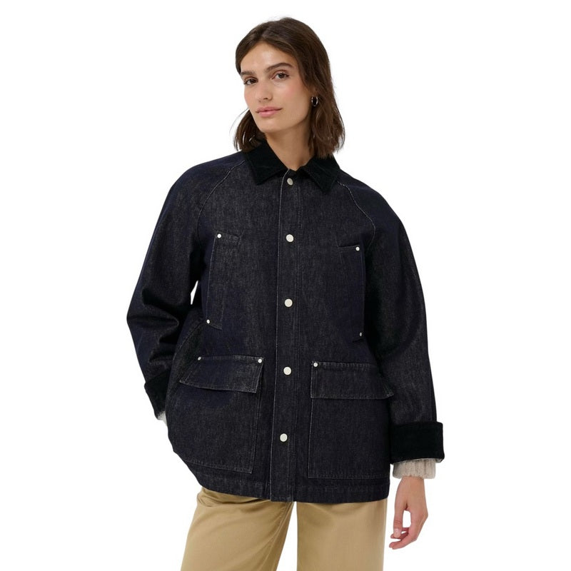 Part Two Clothing Ydun Coat in Rinse Blue Denim 30310240-300159 on model front