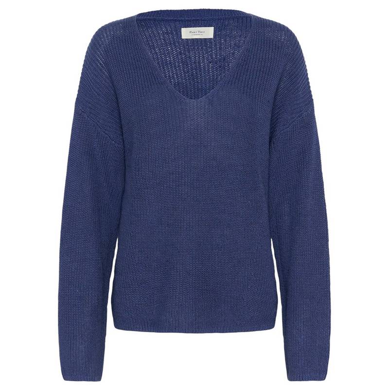 Part Two Etronas Knitted V-neck Pullover Blue Indigo 30310440-193928 front
