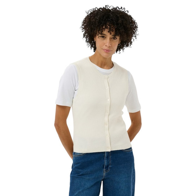 Part Two Gemma Cotton Knit Cardigan Whisper White 30310605-110701 on model front