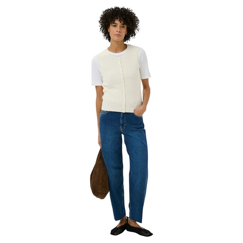 Part Two Gemma Cotton Knit Cardigan Whisper White 30310605-110701 on model main