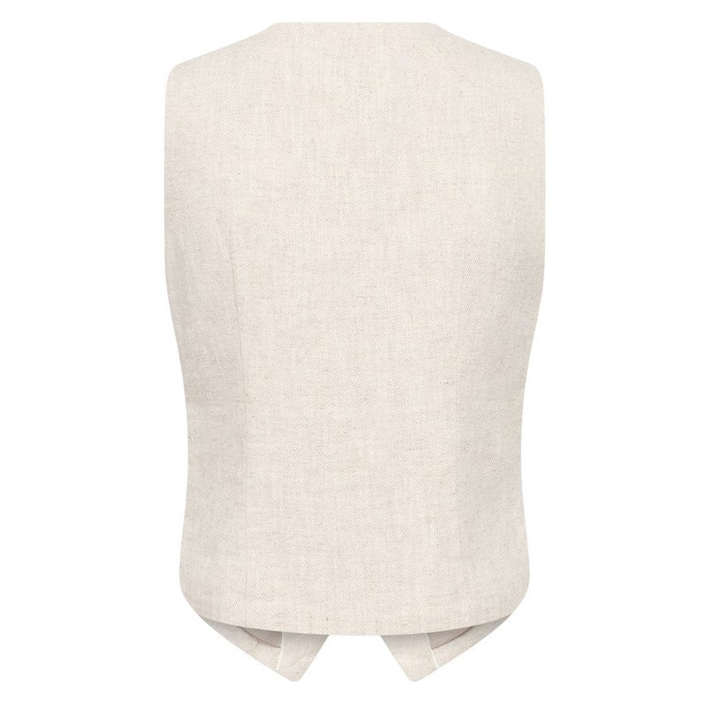 Part Two Nadhia Ramie-Linen Waistcoat in French Oak Melange rear