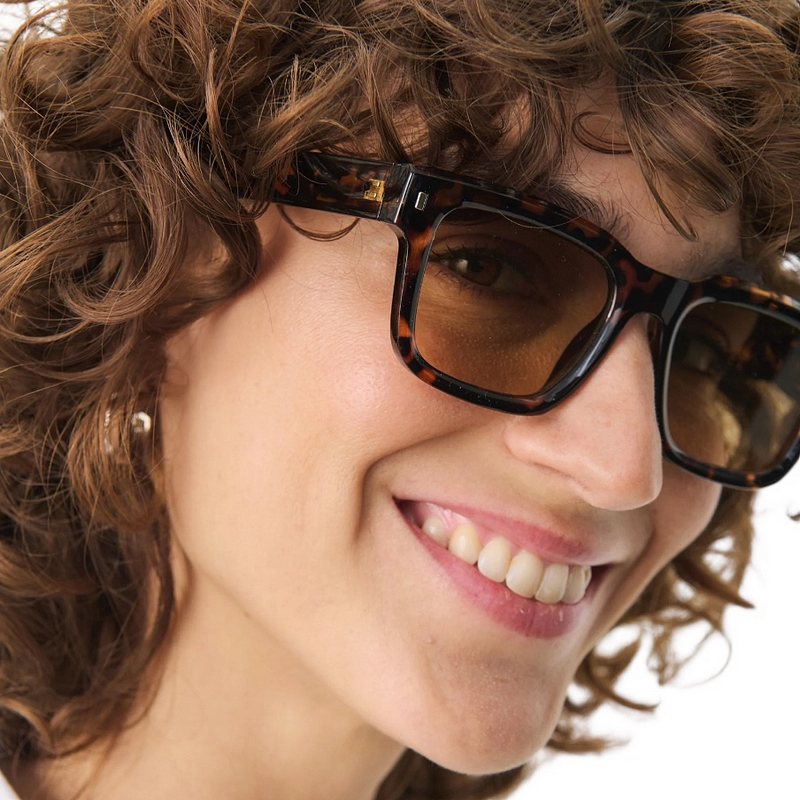 Part Two Rino Sunglasses Tortoiseshell on model close-up