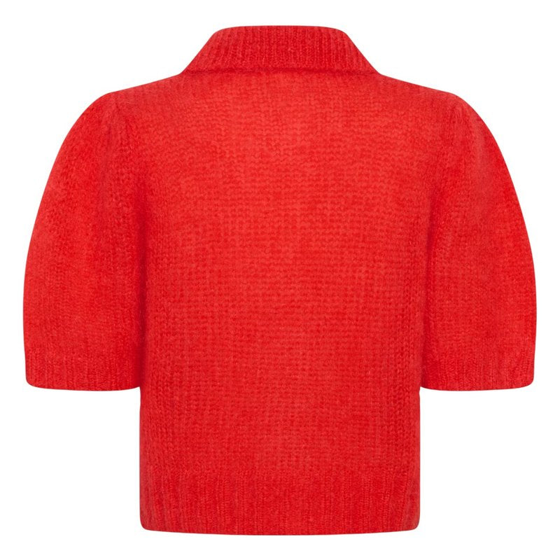 Part Two Vernoni Knitted Mohair Short Sleeve Cardigan Red Poppy rear