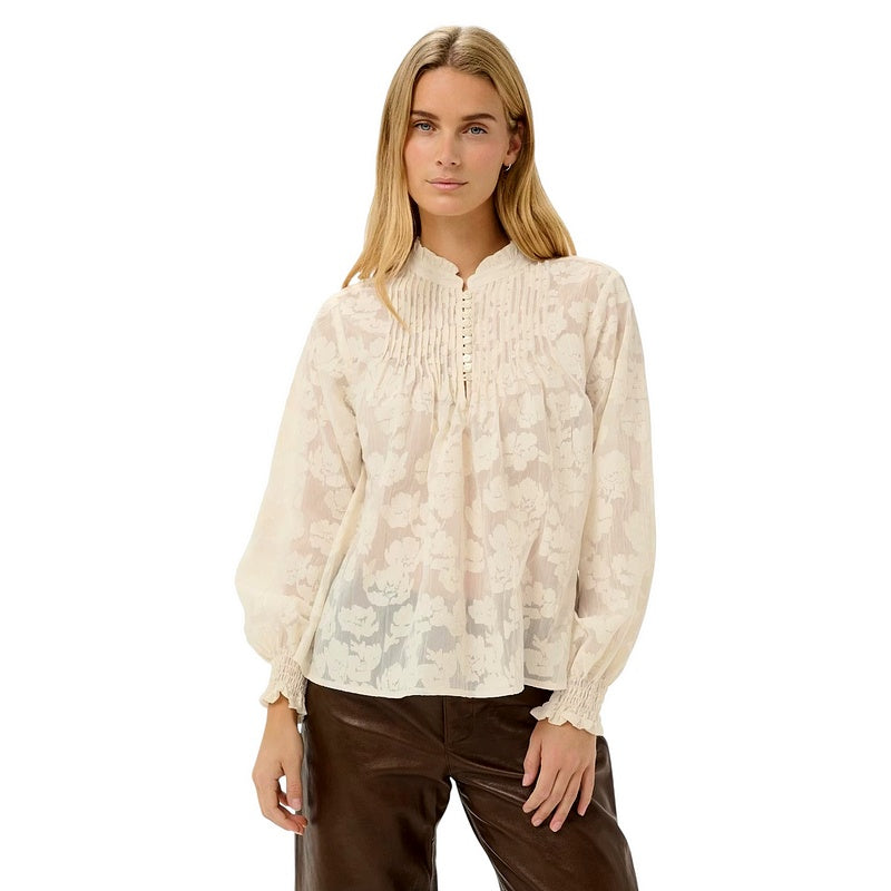 Part Two Zayan Woven Cotton Blouse Whisper White 30310661-304547 on model front