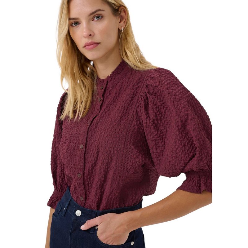 Part Two Clothing Toni Shirt Tawny Port on model close-up