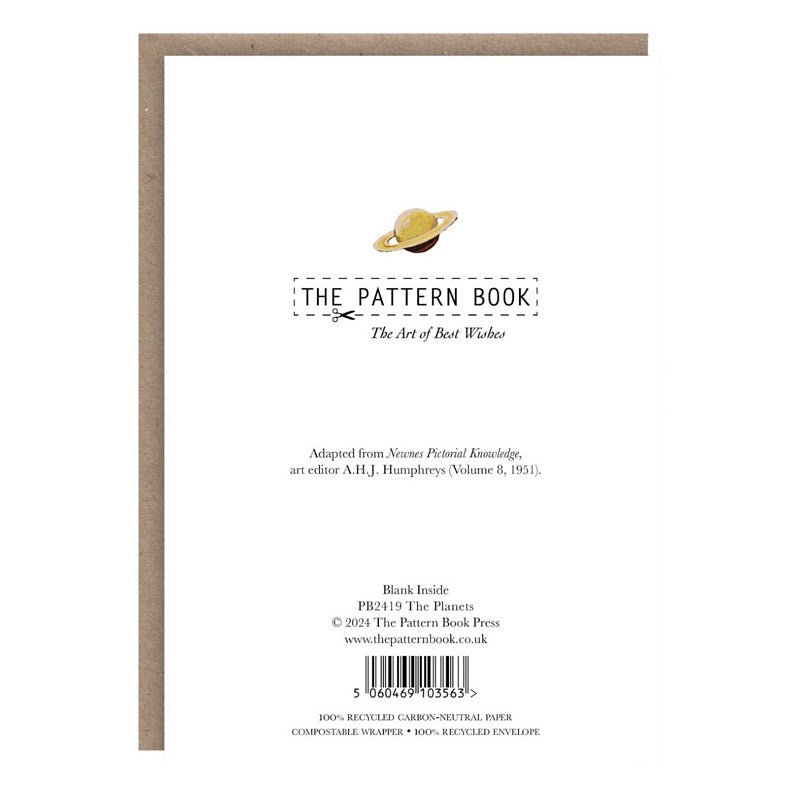 Pattern Book Greetings Card The Planets PB2419 rear