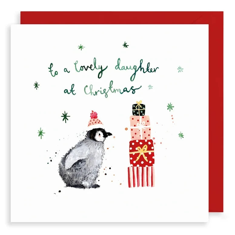Penguin Christmas Card To A Lovely Daughter LMXM84 front