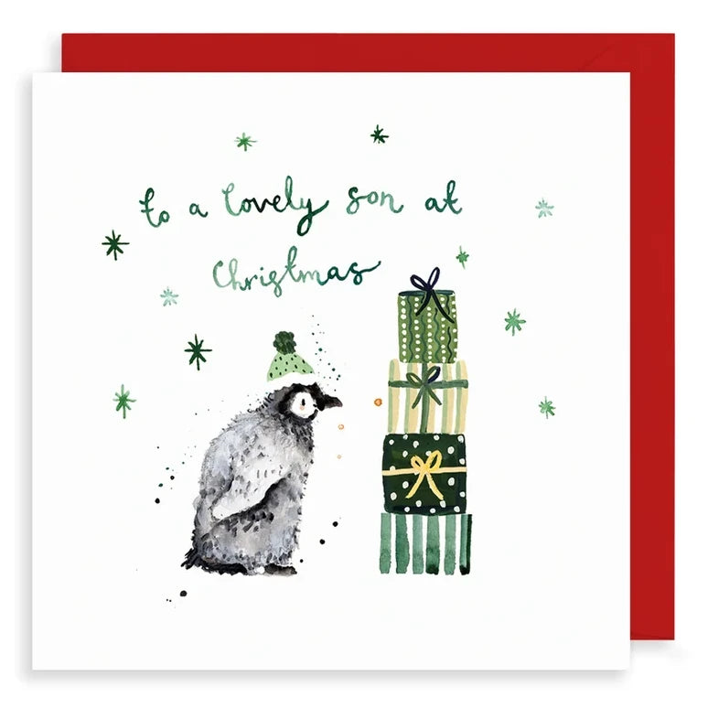Penguin Christmas Card To A Lovely Son LMXM83 front