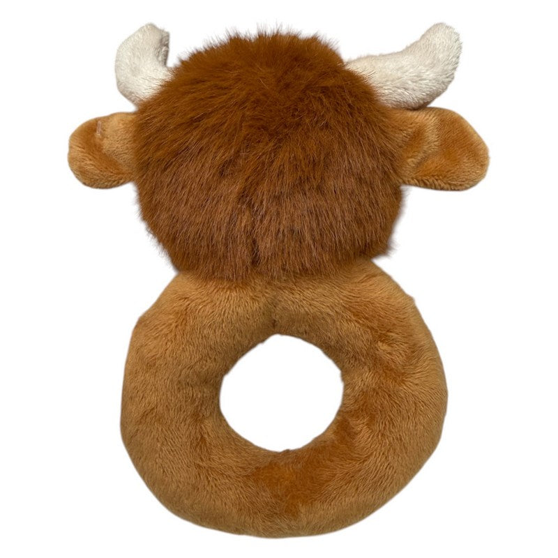 Plush Mini Farm Hugo The Highland Coo Rattle 4MF263 rear