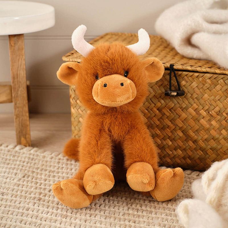 Plush Mini Farm Hugo The Highland Coo Soft Toy 4MF261 lifestyle