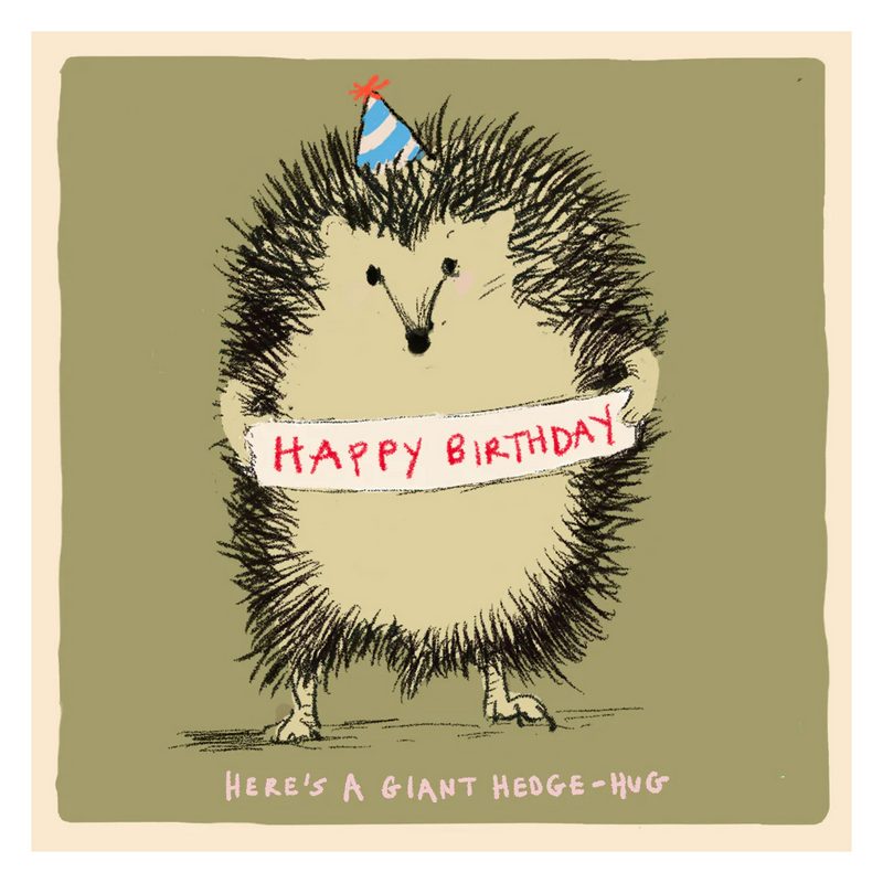 Poet and Painter Birthday Card Here's A Giant Hedge Hug front