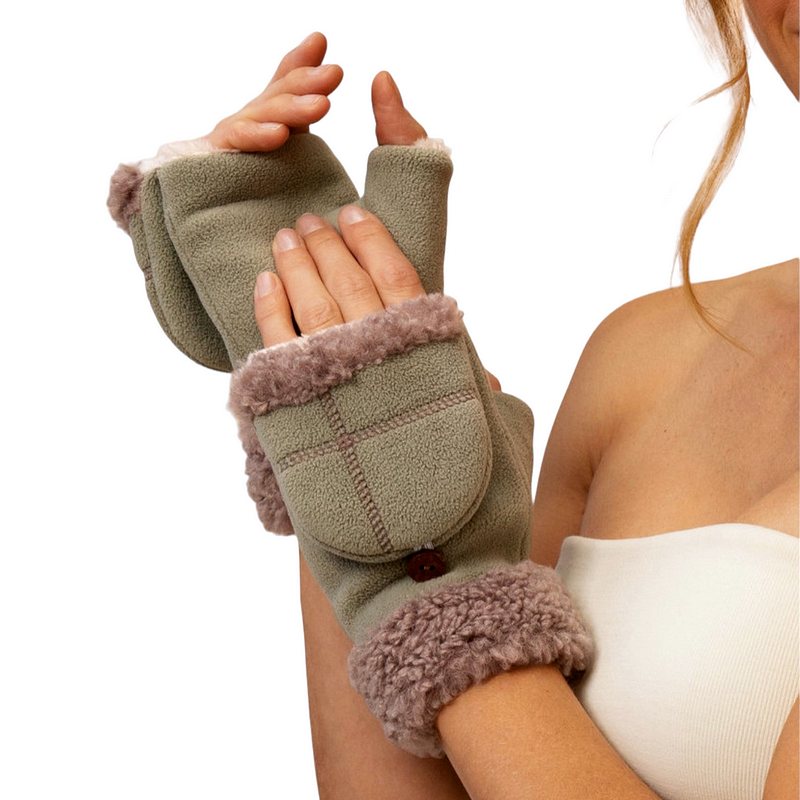 Powder Designs Anna Mittens Sage ANN13 on model