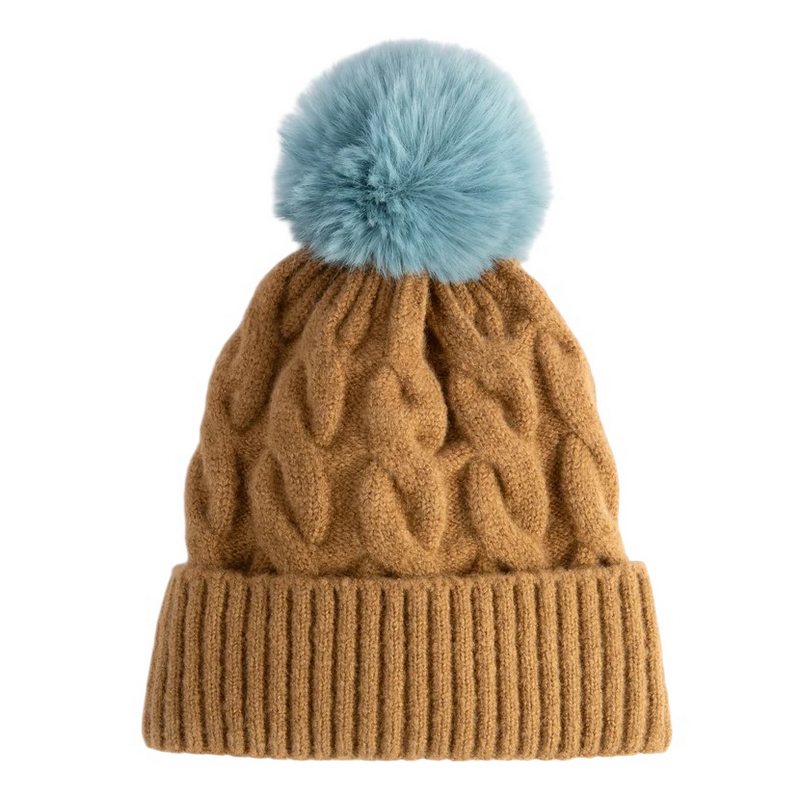 Powder Designs Elise Bobble Hat Chocolate & Ice front