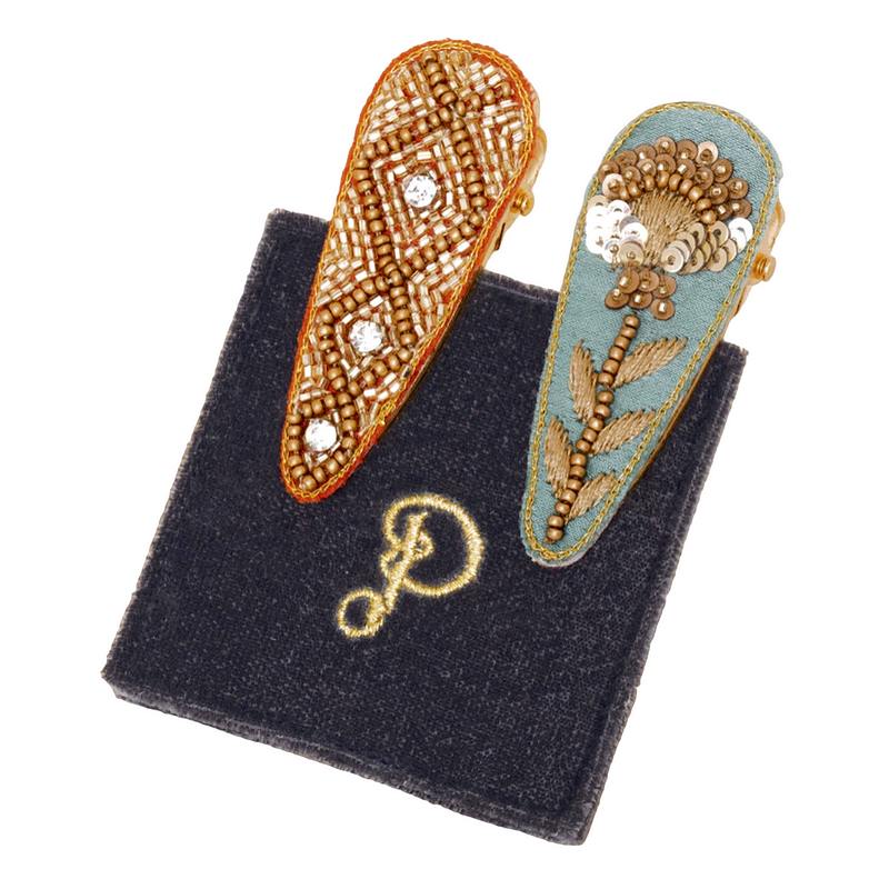 Powder Designs Jewelled Diamonds on Coral & Floral on Ice Hairclips 2 Pack JEW30 main