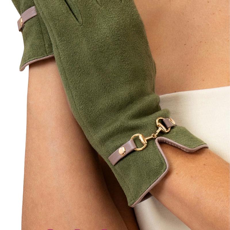 Powder Designs Kylie Faux Suede Gloves in Forest KYL6 detail