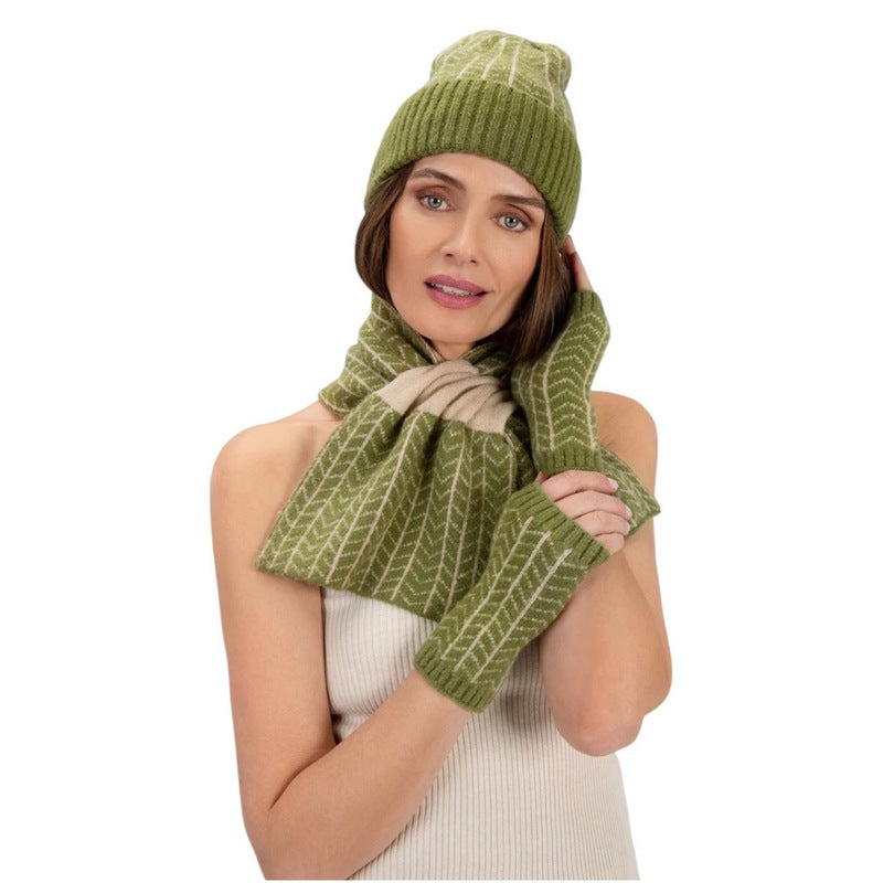 Powder Designs Niamh Beanie in Olive Green NIA6 on model
