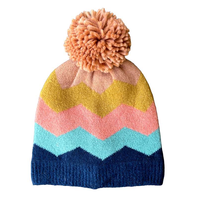 Powder Designs Nora Bobble Hat Zigzag Navy Mix NOR4 main