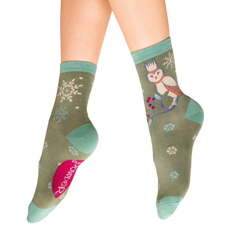 Powder Designs Royal Highness Owl Ladies Ankle Socks SOC615 main