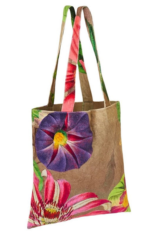 Powder Designs Sage Velvet Tote Oversized Botanicals TOT11front