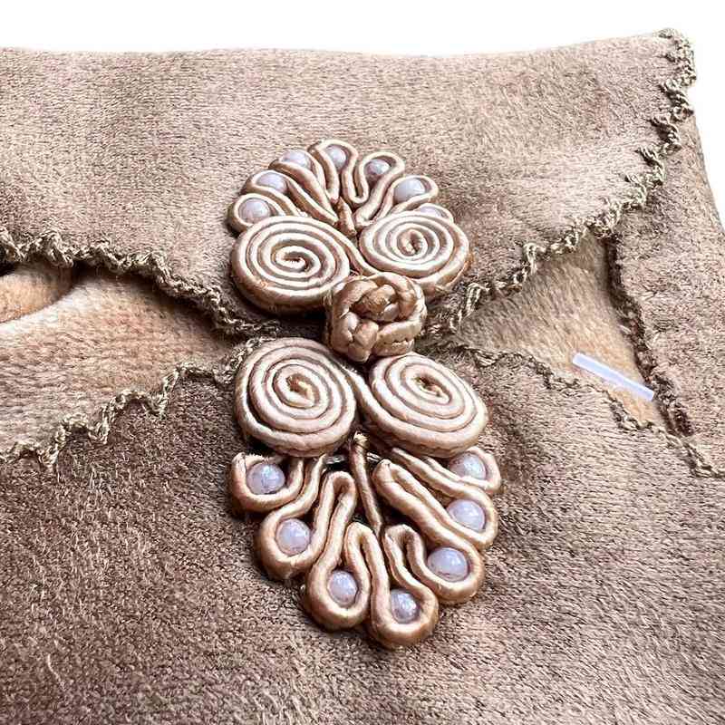Powder Designs Suki Faux Suede Gloves in Taupe SUK2 detail