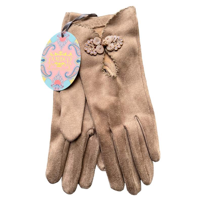 Powder Designs Suki Faux Suede Gloves in Taupe SUK2 main