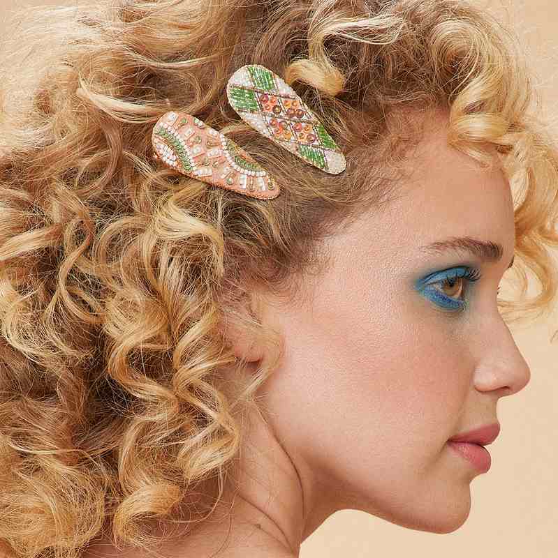 Powder Designs Sunny & Check Hair Clips 2 Pack JEW33 on model