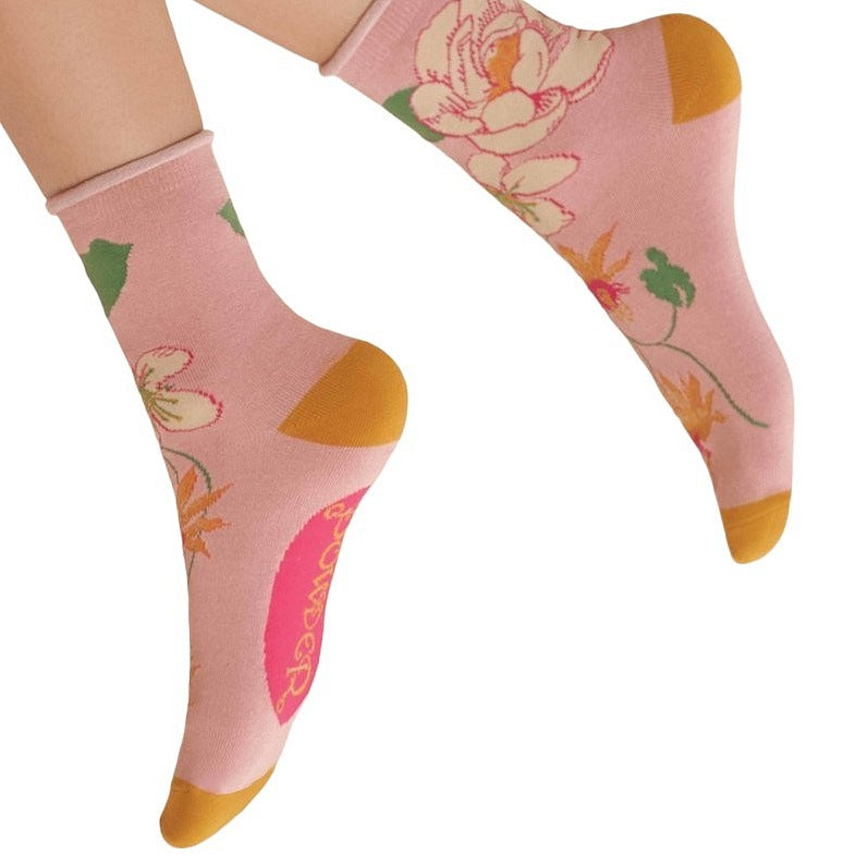 Powder Designs Tropical Flora Ankle Socks - Petal SOC651