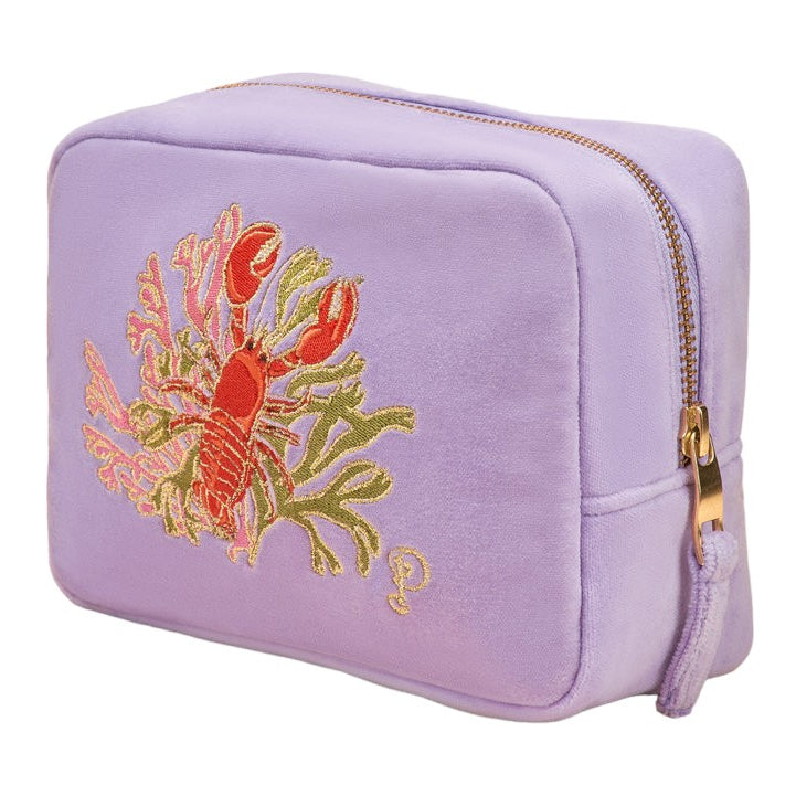 Powder Designs Velvet Make-up Bag Lobster Buddies VMB4 front