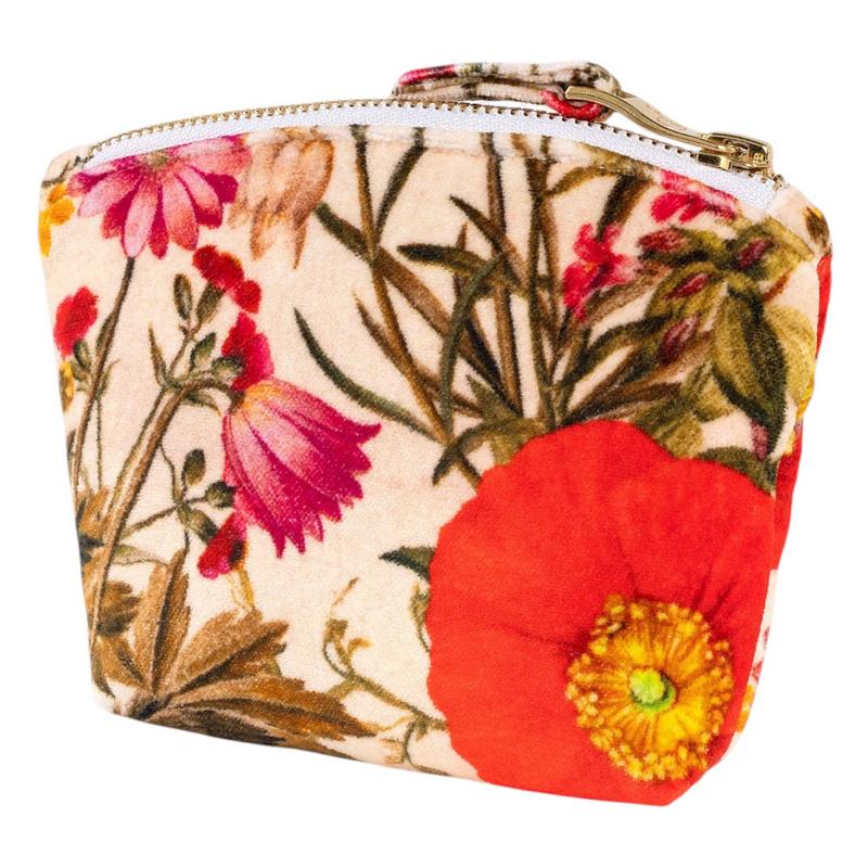 Powder Designs Velvet Mini Pouch Fine Flowers Cream PVMP3 front
