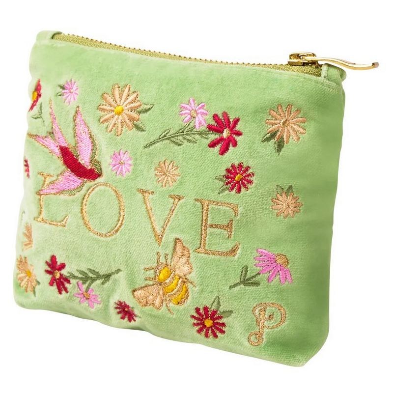 Powder Designs Velvet Mini Pouch Love In A Meadow Mint VMP29 front