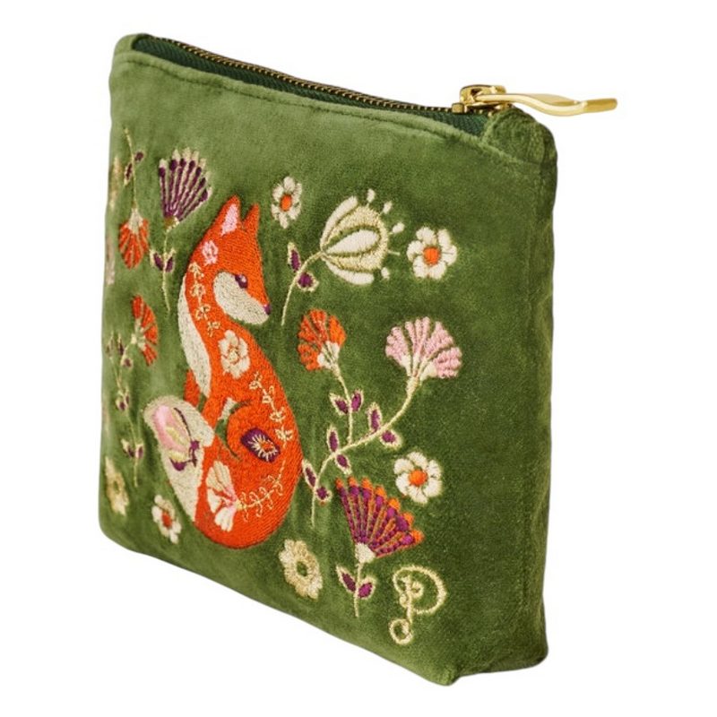 Powder Designs Velvet Mini Pouch Scandinavian Fox Forest VMP23 front