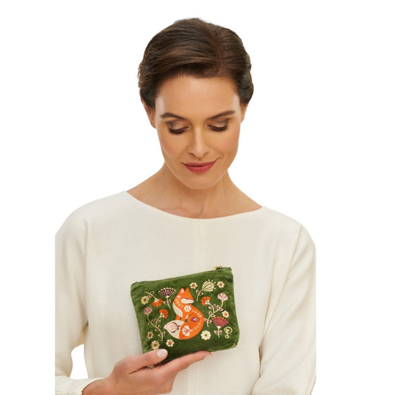 Powder Designs Velvet Mini Pouch Scandinavian Fox Forest VMP23 main