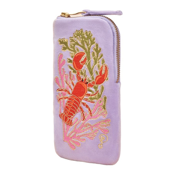 Powder Designs Velvet Sunglasses Pouch Lobster Buddies Lavender VSP6 front